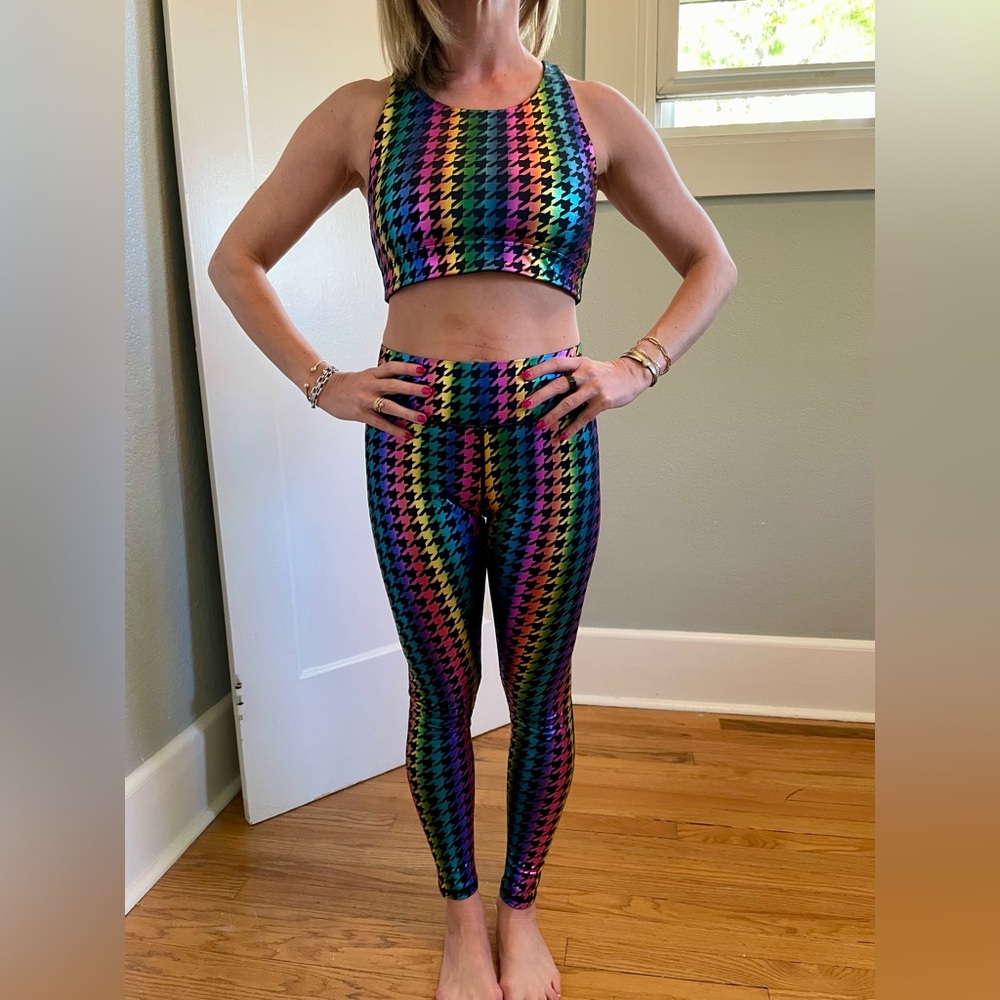 Terez NY yoga pant set with matching crop top